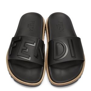 FENDI Black Vocabulary Slides - size 40 EU - Unisex